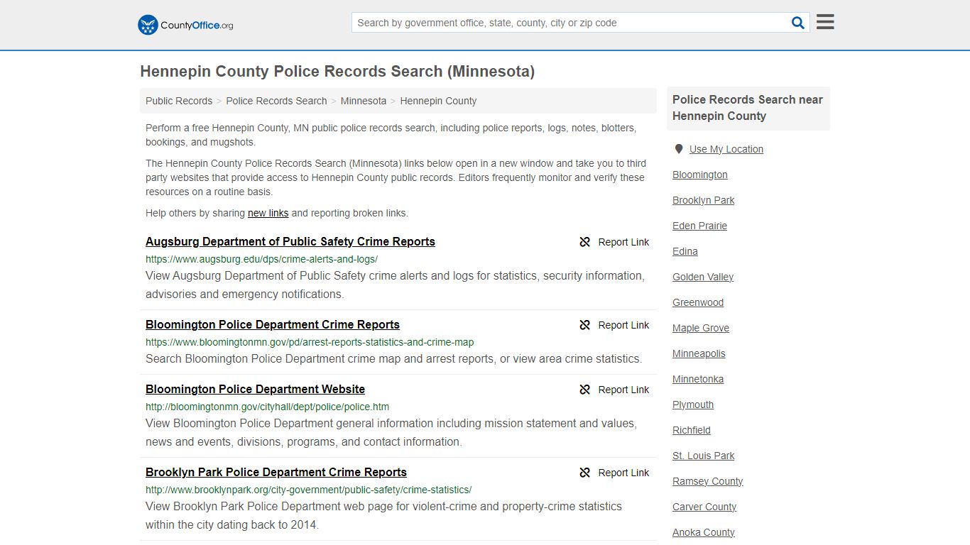 Hennepin County Police Records Search (Minnesota) - County Office